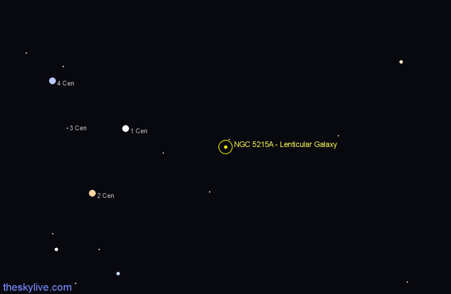Finder chart NGC 5215A - Lenticular Galaxy in Centaurus star