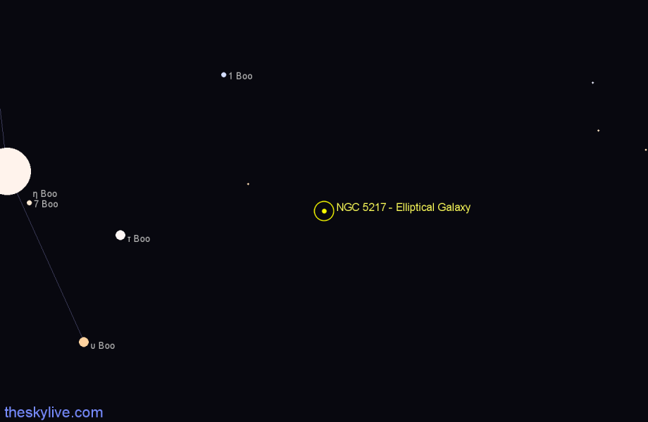 Finder chart NGC 5217 - Elliptical Galaxy in Coma Berenices star