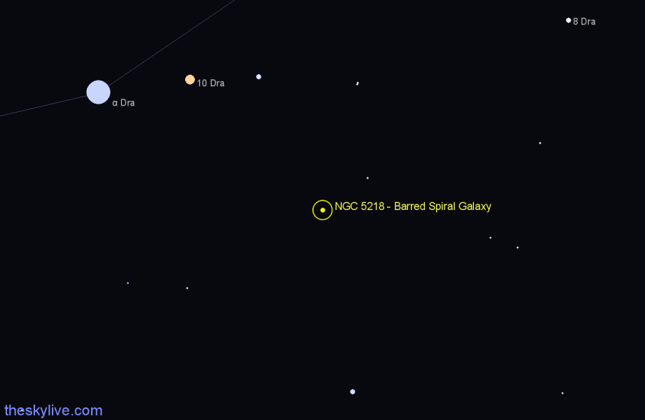 Finder chart NGC 5218 - Barred Spiral Galaxy in Ursa Major star