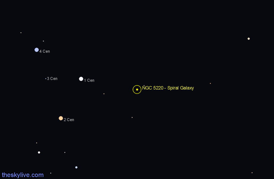 Finder chart NGC 5220 - Spiral Galaxy in Centaurus star