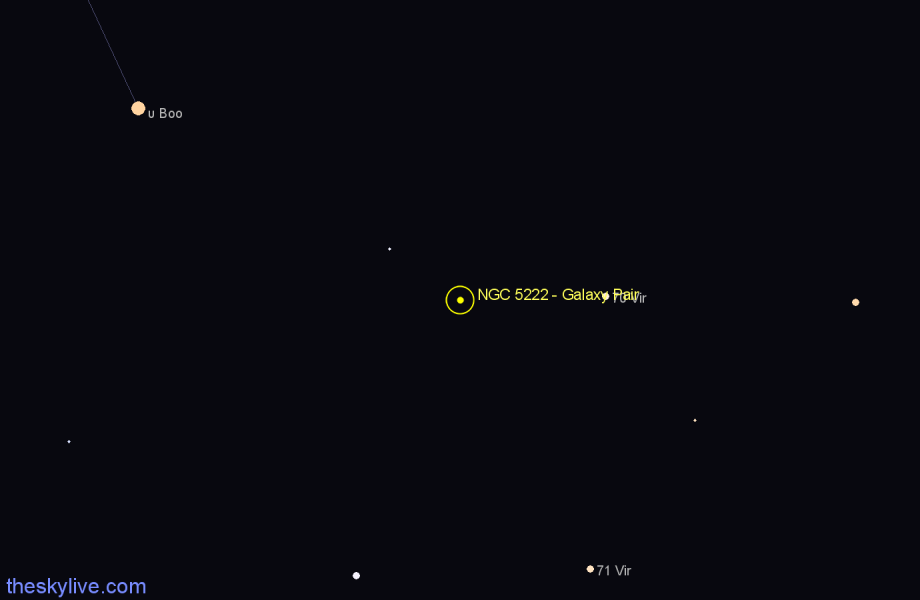 Finder chart NGC 5222 - Galaxy Pair in Virgo star