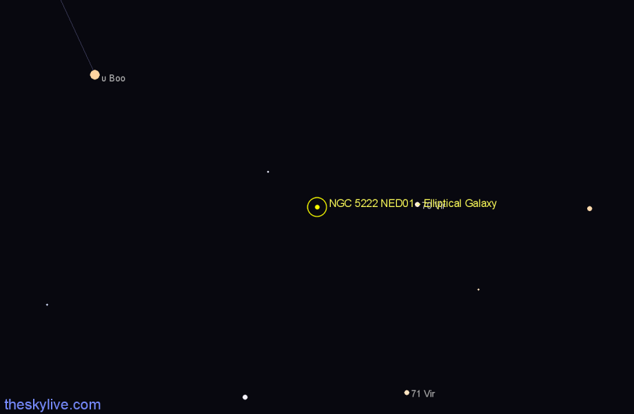 Finder chart NGC 5222 NED01 - Elliptical Galaxy in Virgo star