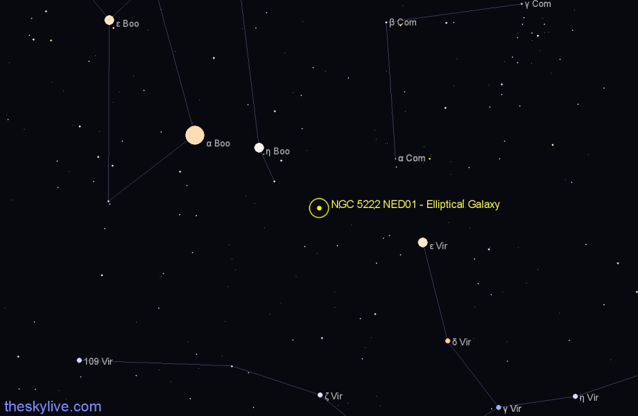 Finder chart NGC 5222 NED01 - Elliptical Galaxy in Virgo star