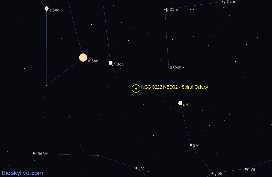 Finder chart NGC 5222 NED02 - Spiral Galaxy in Virgo star