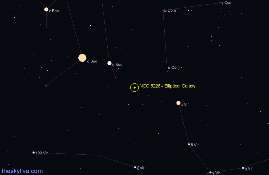 Finder chart NGC 5226 - Elliptical Galaxy in Virgo star