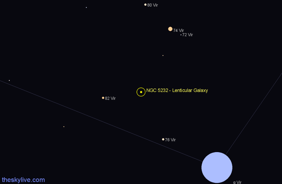 Finder chart NGC 5232 - Lenticular Galaxy in Virgo star