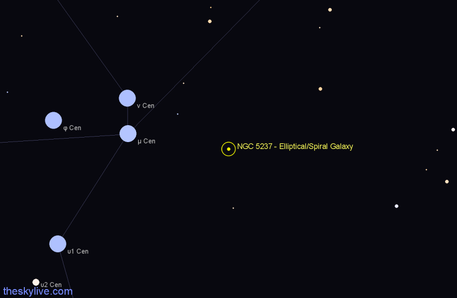 Finder chart NGC 5237 - Elliptical/Spiral Galaxy in Centaurus star