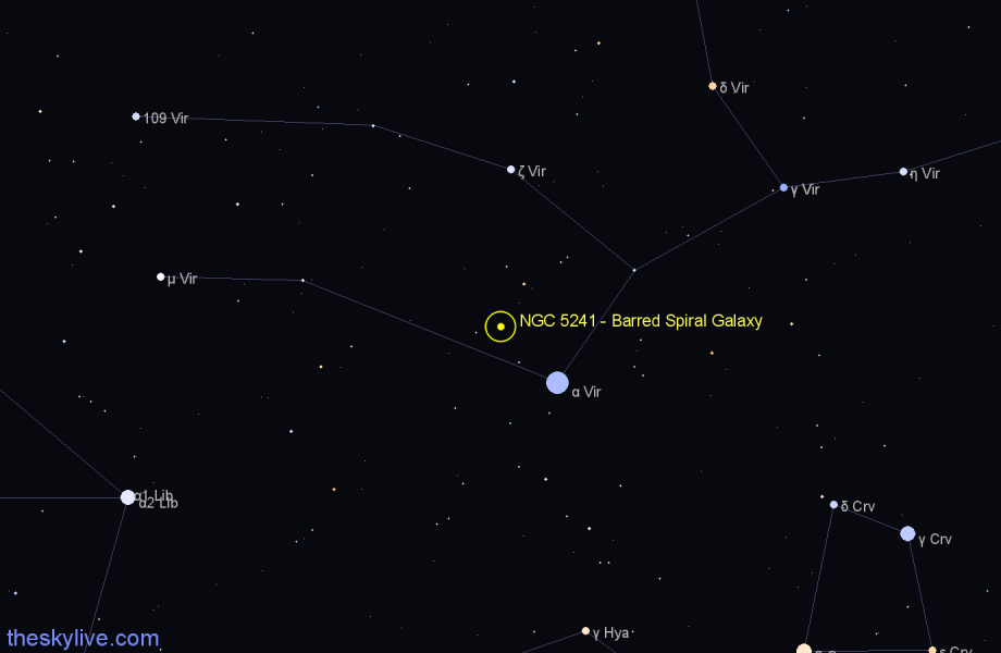 Finder chart NGC 5241 - Barred Spiral Galaxy in Virgo star