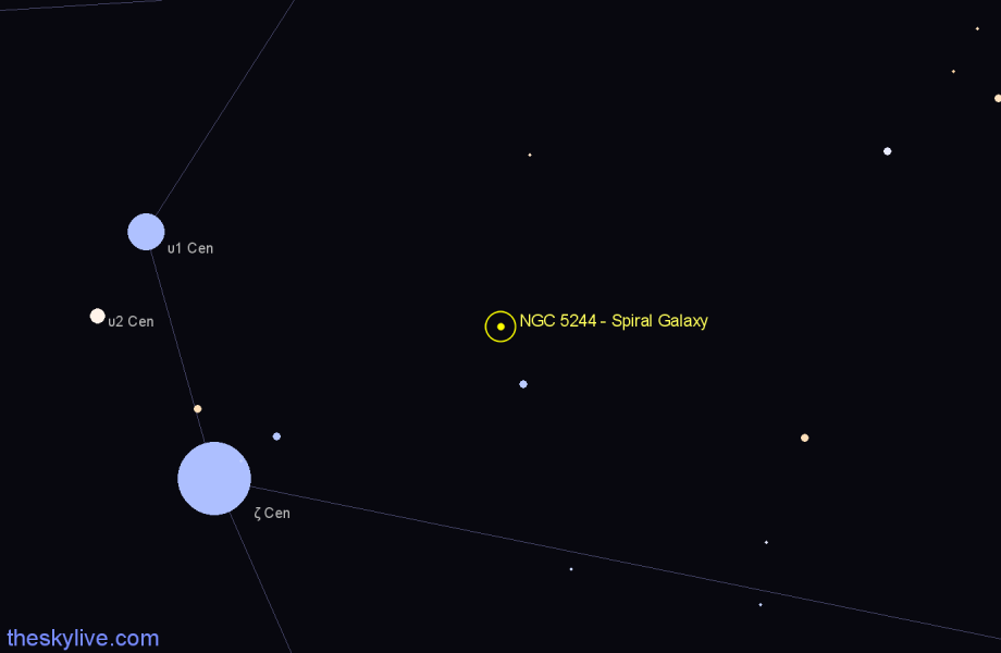 Finder chart NGC 5244 - Spiral Galaxy in Centaurus star