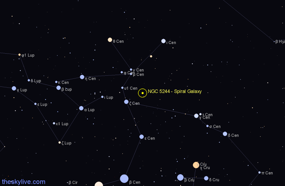 Finder chart NGC 5244 - Spiral Galaxy in Centaurus star