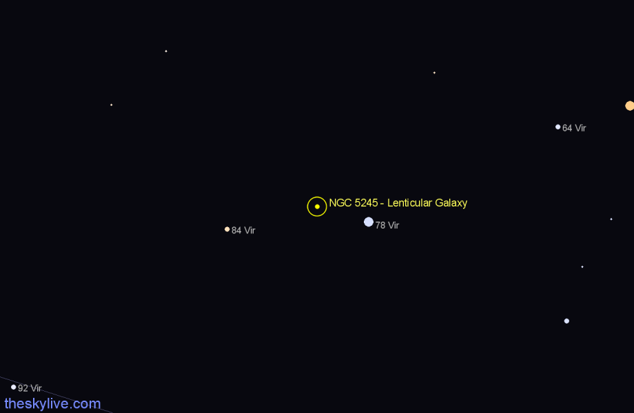 Finder chart NGC 5245 - Lenticular Galaxy in Virgo star