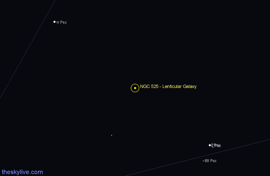 Finder chart NGC 525 - Lenticular Galaxy in Pisces star