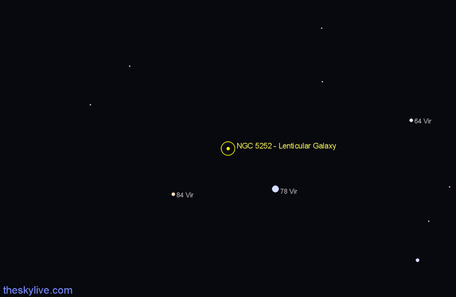 Finder chart NGC 5252 - Lenticular Galaxy in Virgo star