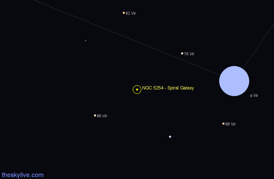 Finder chart NGC 5254 - Spiral Galaxy in Virgo star