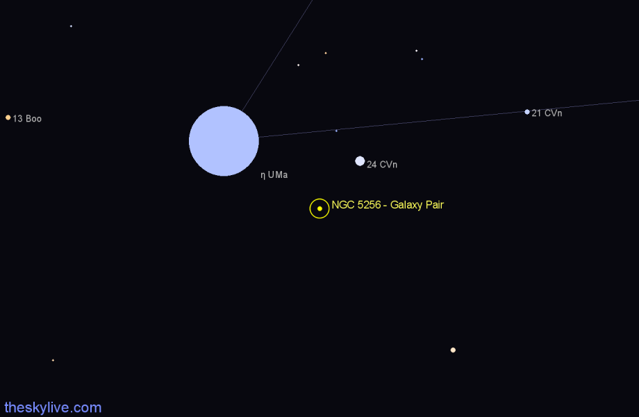 Finder chart NGC 5256 - Galaxy Pair in Ursa Major star