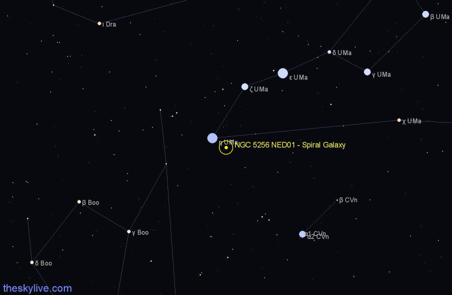 Finder chart NGC 5256 NED01 - Spiral Galaxy in Ursa Major star