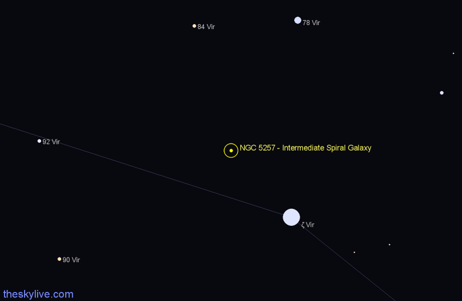 Finder chart NGC 5257 - Intermediate Spiral Galaxy in Virgo star