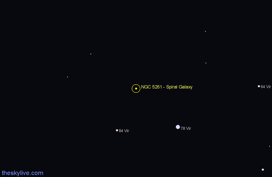 Finder chart NGC 5261 - Spiral Galaxy in Virgo star