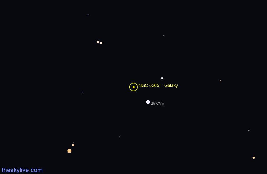 Finder chart NGC 5265 - Galaxy in Canes Venatici star