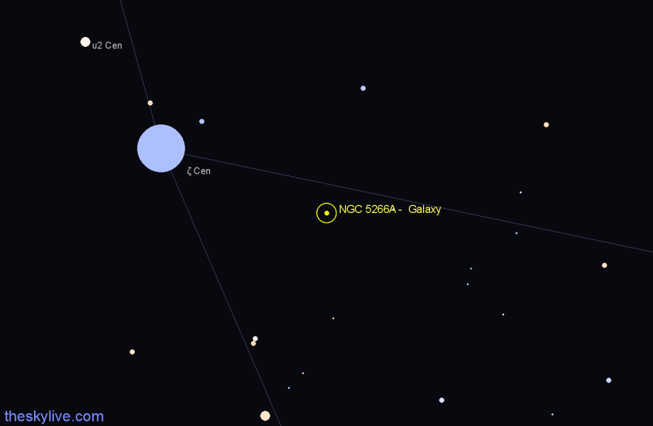 Finder chart NGC 5266A - Galaxy in Centaurus star