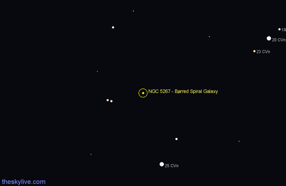 Finder chart NGC 5267 - Barred Spiral Galaxy in Canes Venatici star