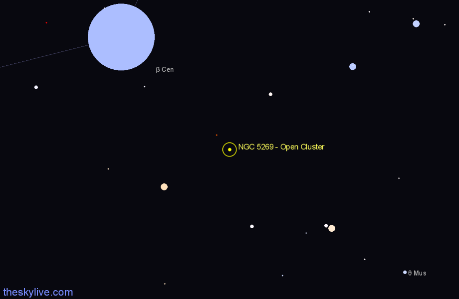 Finder chart NGC 5269 - Open Cluster in Centaurus star