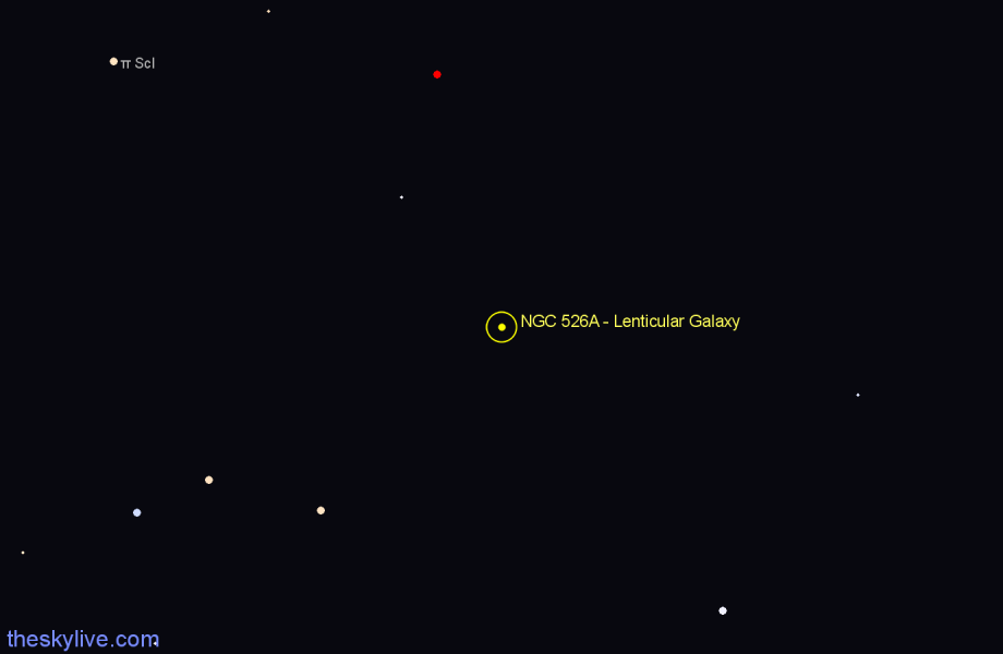 Finder chart NGC 526A - Lenticular Galaxy in Sculptor star