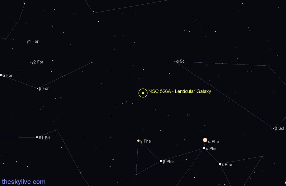 Finder chart NGC 526A - Lenticular Galaxy in Sculptor star