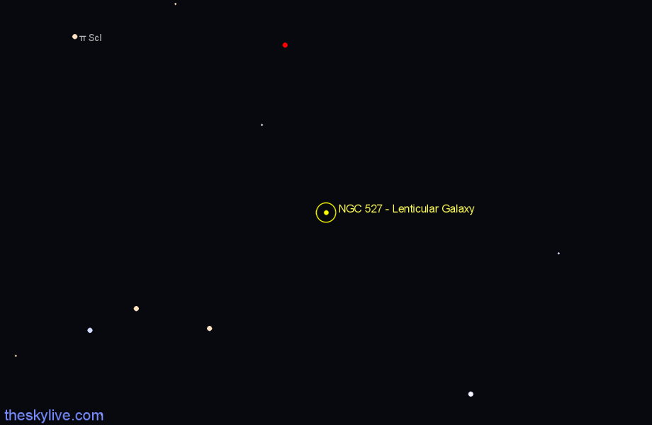 Finder chart NGC 527 - Lenticular Galaxy in Sculptor star