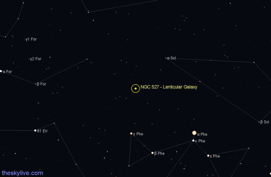 Finder chart NGC 527 - Lenticular Galaxy in Sculptor star