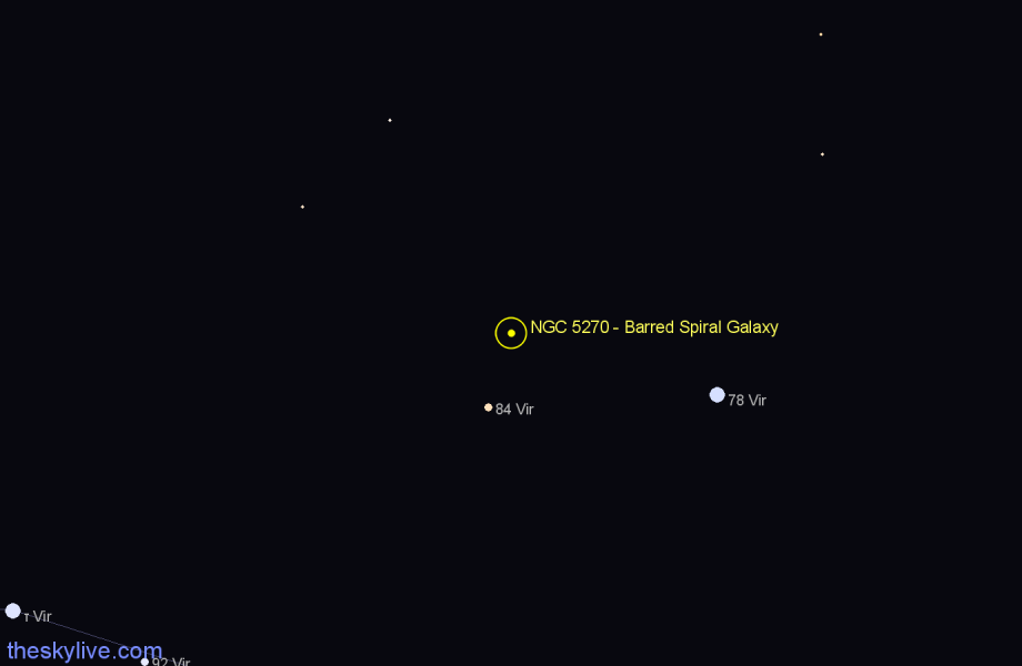 Finder chart NGC 5270 - Barred Spiral Galaxy in Virgo star