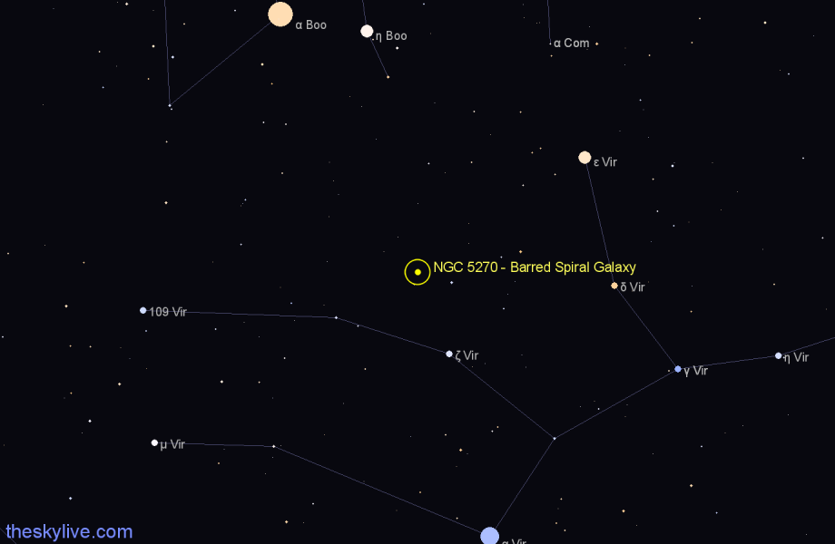 Finder chart NGC 5270 - Barred Spiral Galaxy in Virgo star