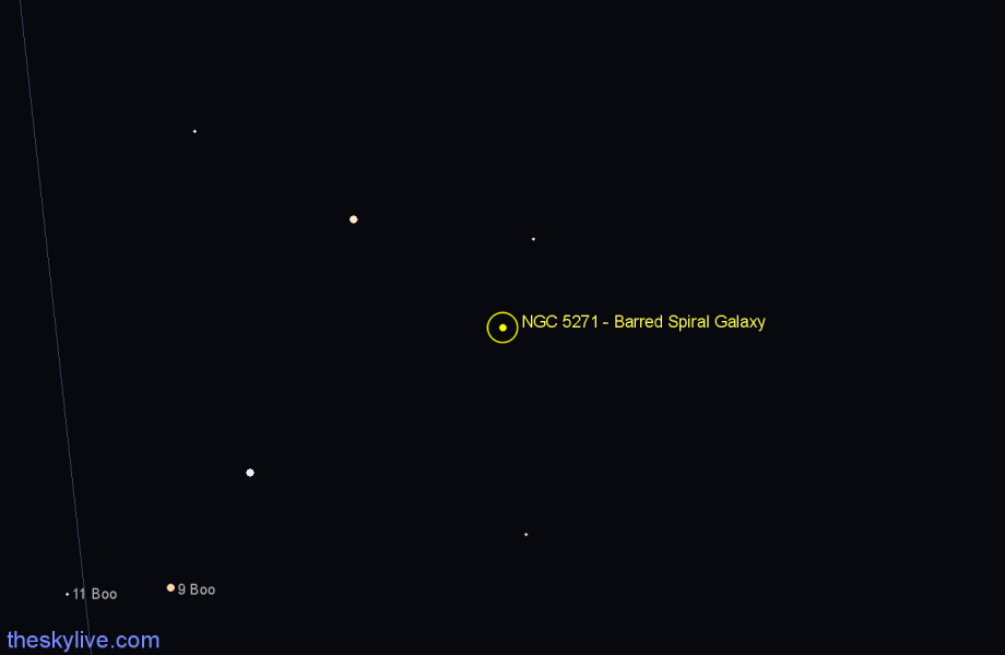 Finder chart NGC 5271 - Barred Spiral Galaxy in Canes Venatici star