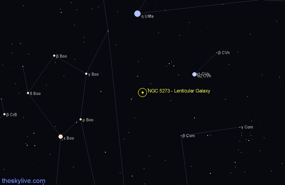 Finder chart NGC 5273 - Lenticular Galaxy in Canes Venatici star