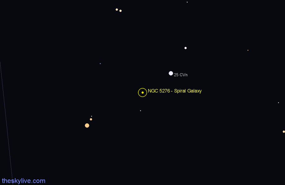 Finder chart NGC 5276 - Spiral Galaxy in Canes Venatici star