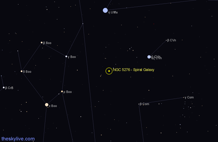 Finder chart NGC 5276 - Spiral Galaxy in Canes Venatici star