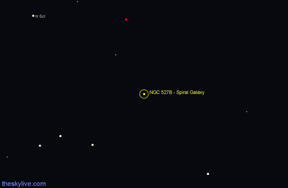 Finder chart NGC 527B - Spiral Galaxy in Sculptor star