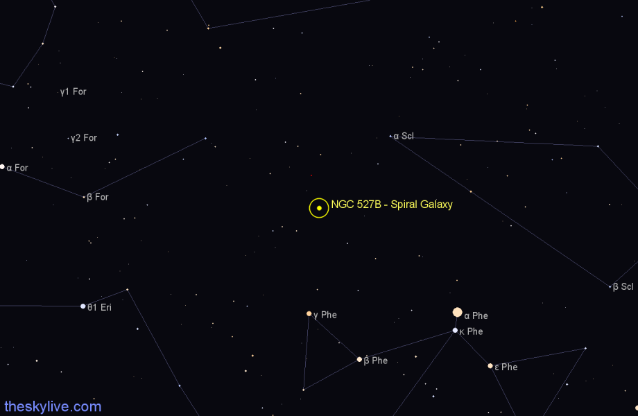 Finder chart NGC 527B - Spiral Galaxy in Sculptor star