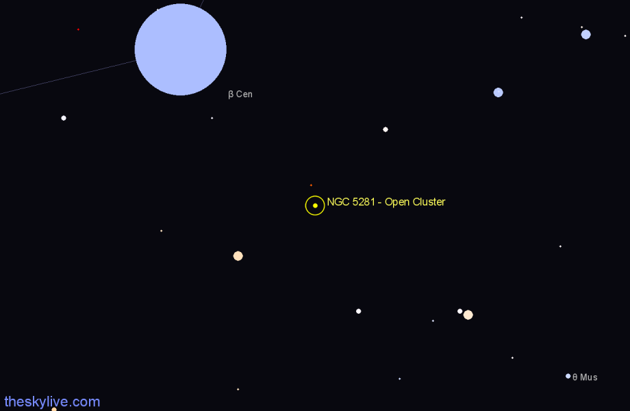 Finder chart NGC 5281 - Open Cluster in Centaurus star