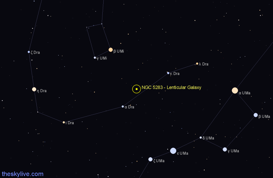 Finder chart NGC 5283 - Lenticular Galaxy in Draco star