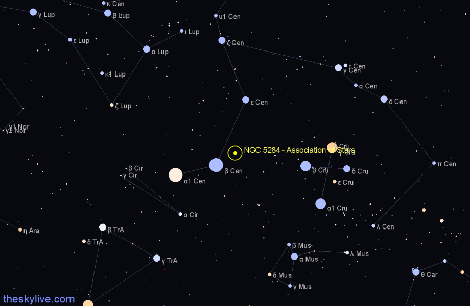 Finder chart NGC 5284 - Association of Stars in Centaurus star