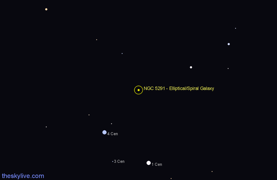 Finder chart NGC 5291 - Elliptical/Spiral Galaxy in Centaurus star