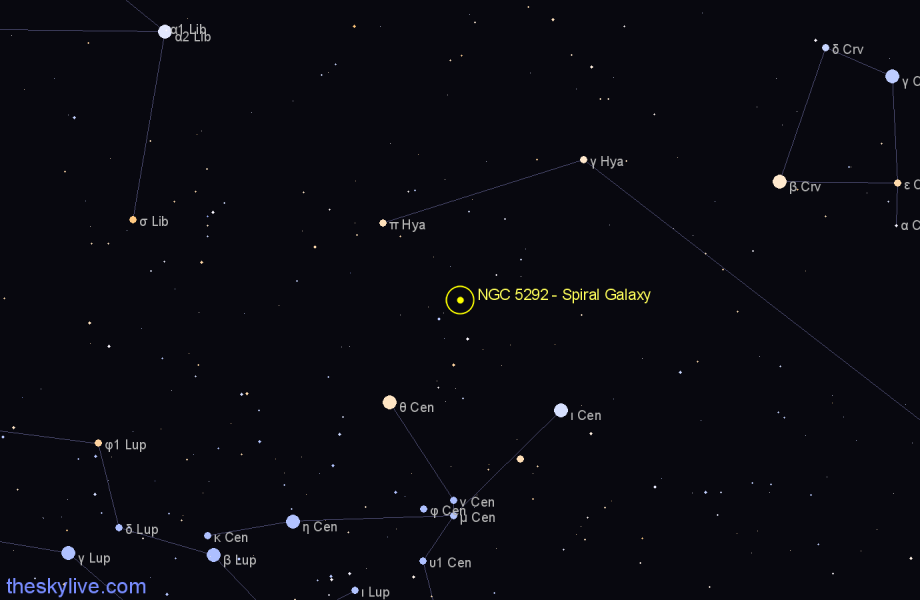 Finder chart NGC 5292 - Spiral Galaxy in Centaurus star