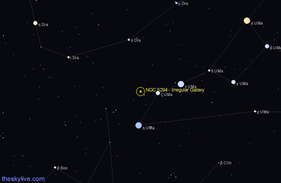 Finder chart NGC 5294 - Irregular Galaxy in Ursa Major star