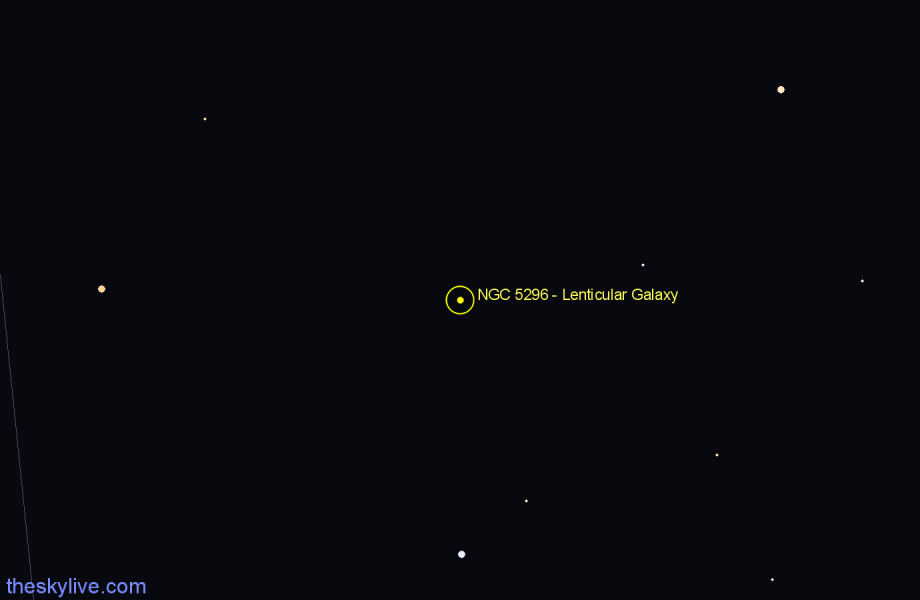 Finder chart NGC 5296 - Lenticular Galaxy in Canes Venatici star