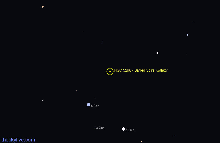 Finder chart NGC 5298 - Barred Spiral Galaxy in Centaurus star