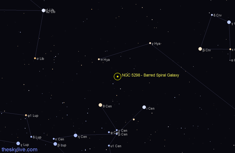 Finder chart NGC 5298 - Barred Spiral Galaxy in Centaurus star