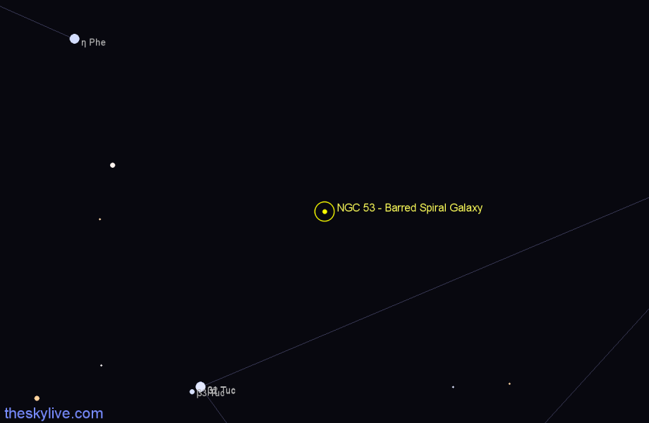 Finder chart NGC 53 - Barred Spiral Galaxy in Tucana star