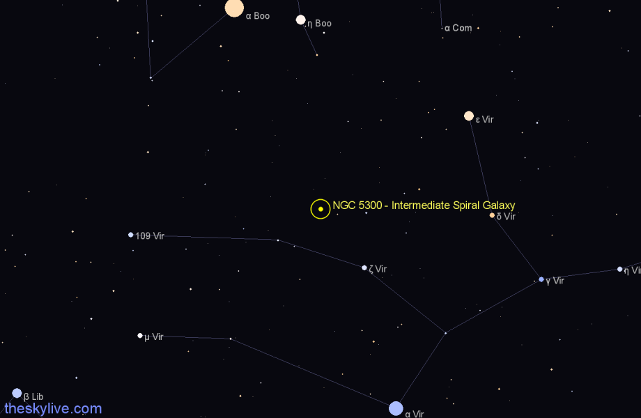 Finder chart NGC 5300 - Intermediate Spiral Galaxy in Virgo star