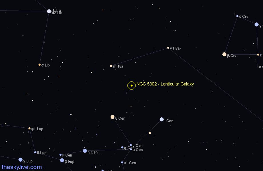 Finder chart NGC 5302 - Lenticular Galaxy in Centaurus star